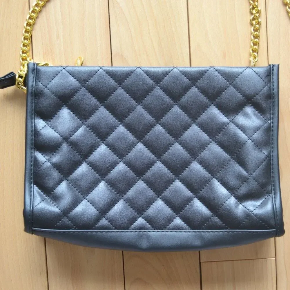 Younique Purse Crossbody Bag with Gold Chain Strap Black and Purple